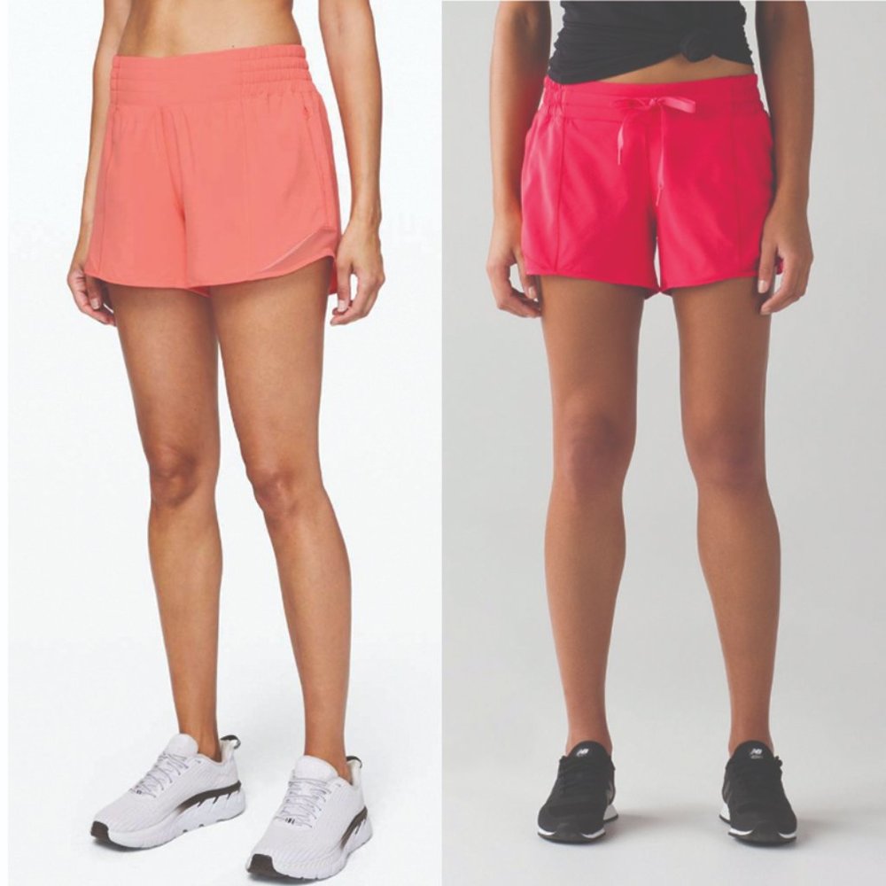 Lululemon Hotty Hot Long Shorts, size 8 - Two Pairs, Coral and Pink